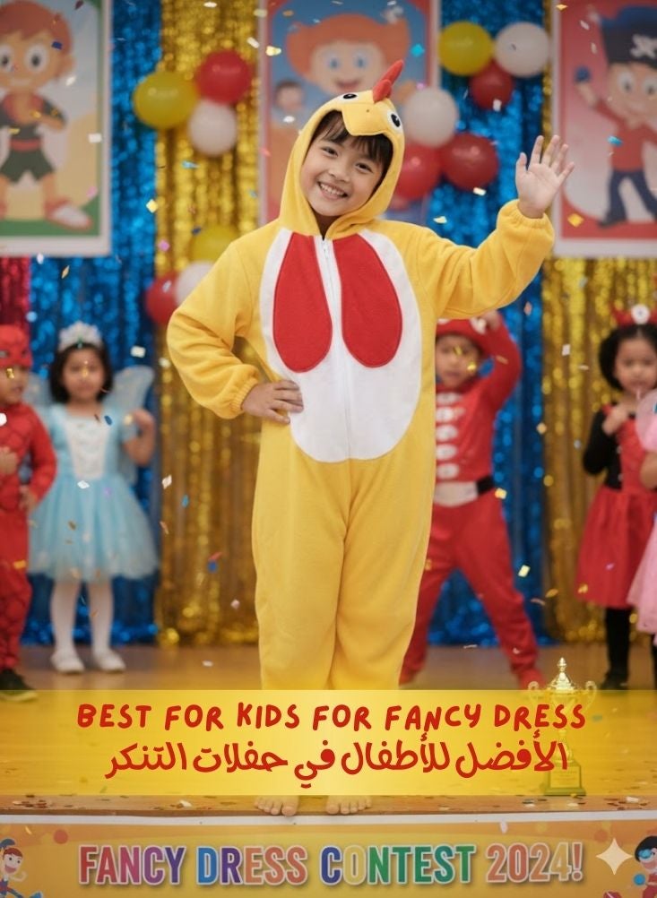 بريميم زي دجاجة للأطفال - زي دجاجة صفراء للأولاد والبنات، زي تنكري ممتع ومناسبات مدرسية - Image 3